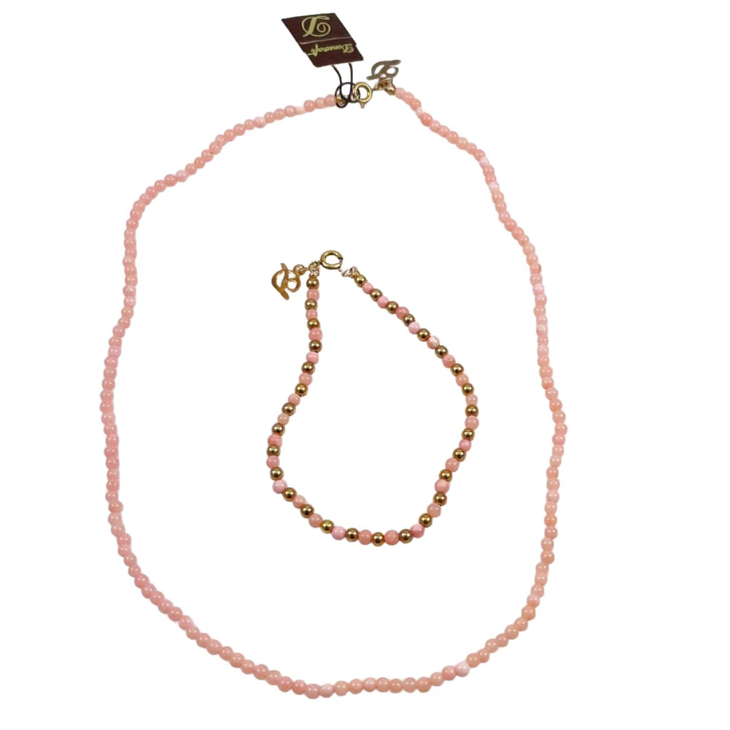 Pink Coral Necklace & Bracelet Set by Danecraft