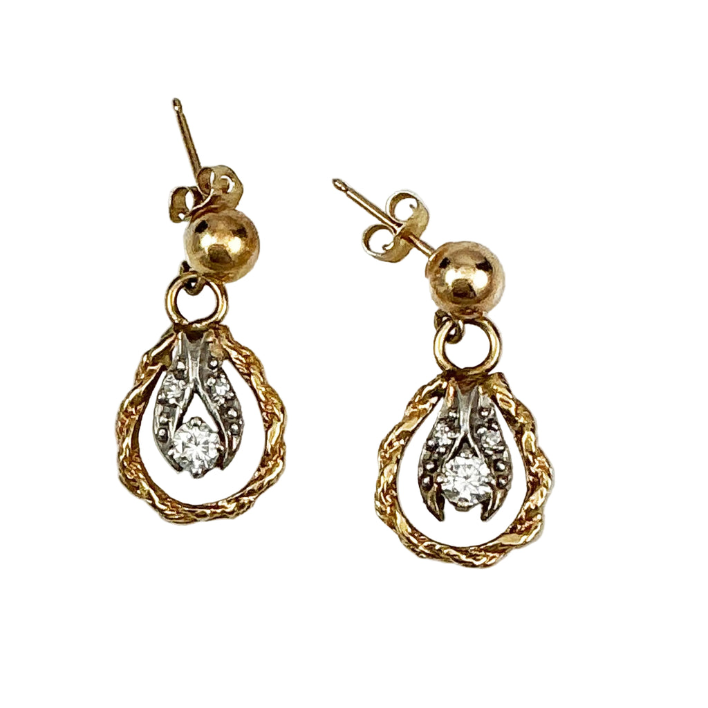 14K Gold & Diamond Drop Earrings