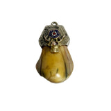 14K Gold BPOE Elk Tooth & Sterling Fob Pendant Antique