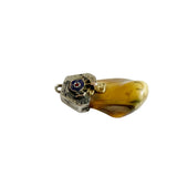 14K Gold BPOE Elk Tooth & Sterling Fob Pendant Antique