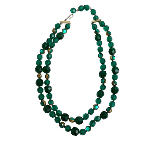Emerald Green Swarovski Crystal Necklace Double Strand