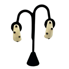Enamel Polka Dot Clip On Earrings Vintage