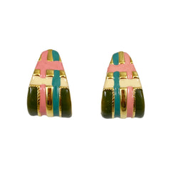 Pastel Enamel Clip On Earrings Vintage
