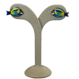Colorful Enamel Fish Earrings Sterling Vintage