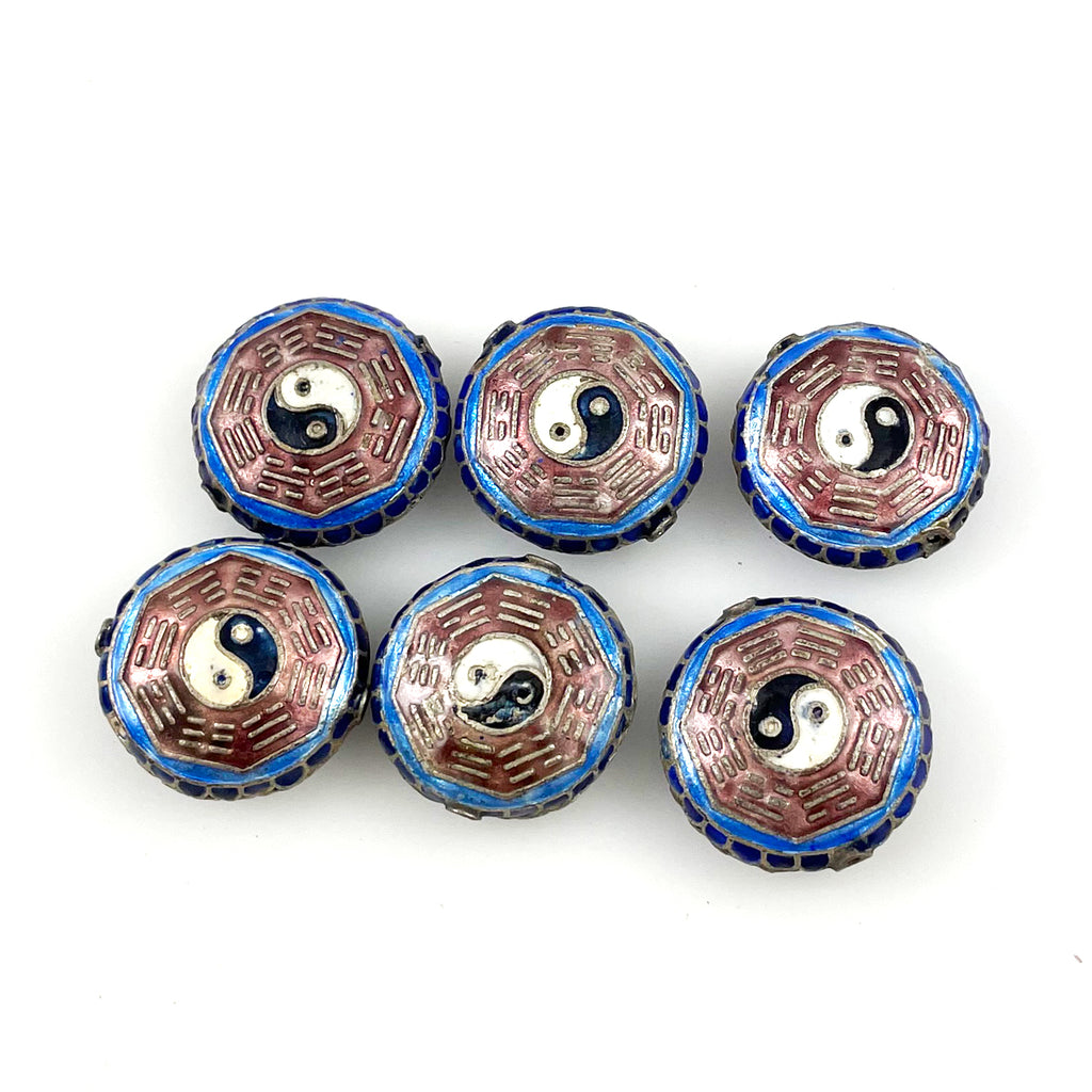 Vintage Enamel Yin Yang Beads Chinese