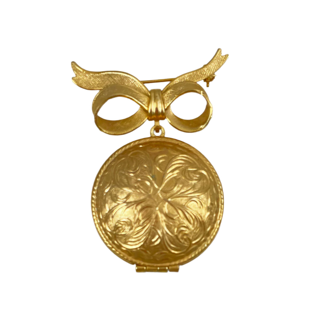 Avon Gold Bow Perfume Brooch Unforgettable