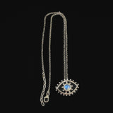 Moonstone Evil Eye Pendant Necklace Sterling Silver