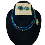 Fabiola Sapphire Emerald Crystal Necklace Earrings Italian