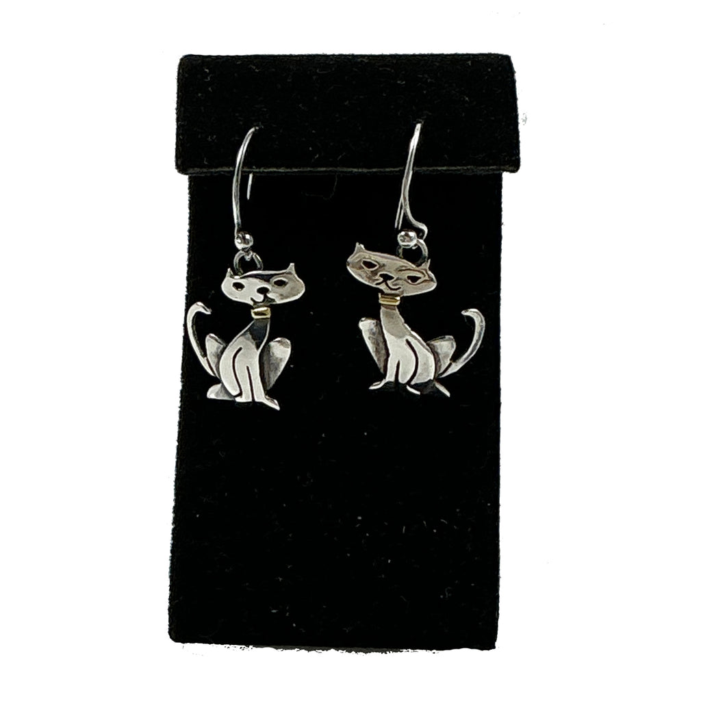 Far Fetched Sterling Silver Cat Earrings