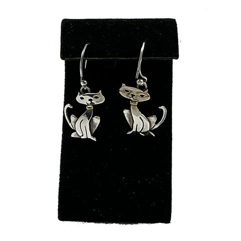 Far Fetched Sterling Silver Cat Earrings
