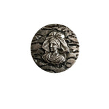 Sterling Silver French Female Medallion Brooch Pin Antique