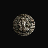 Sterling Silver French Female Medallion Brooch Pin Antique