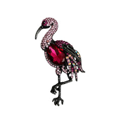 Large Rhinestone Pink Flamingo Bird Brooch Pendant