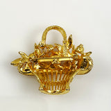 Rhinestone Flower Basket Brooch Vintage