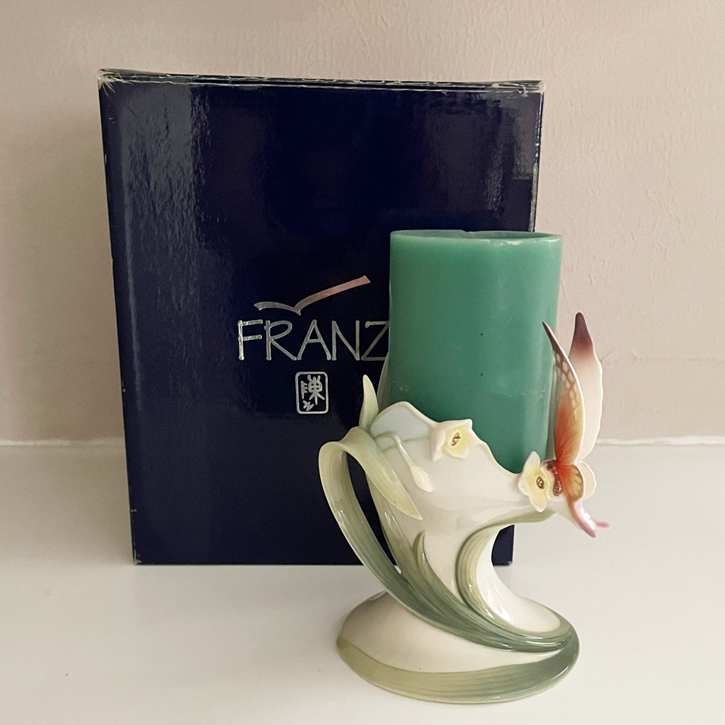 Franz Porcelain Butterfly Candle holder NIB