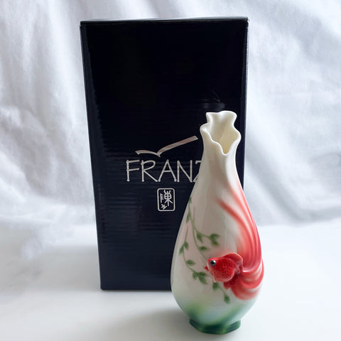 Franz Porcelain Goldfish Sculpted Vase NIB