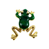 Green Enamel Trembler Frog Brooch Vintage