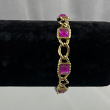 Vintage Gold Fuchsia Rhinestone Bracelet