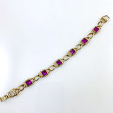 Vintage Gold Fuchsia Rhinestone Bracelet