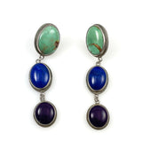 Turquoise Lapis & Sugilite Sterling Pierced Earrings