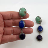 Turquoise Lapis & Sugilite Sterling Pierced Earrings