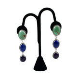 Turquoise Lapis & Sugilite Sterling Pierced Earrings