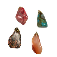 Gemstone Nugget Pendants Mix (4)