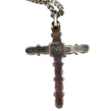 Large Sterling Gemstone Cross Necklace Signed LB