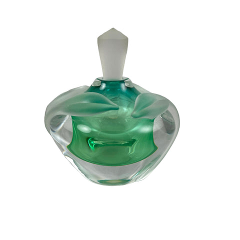 William Glasner Green Glass Perfume Bottle 1992 Signed Numbered