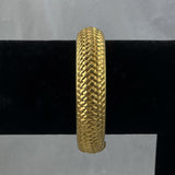 Gold Woven Hinged Bangle Bracelet