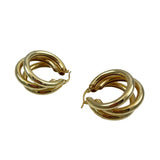 Gold Triple Hoop Pierced Earrings