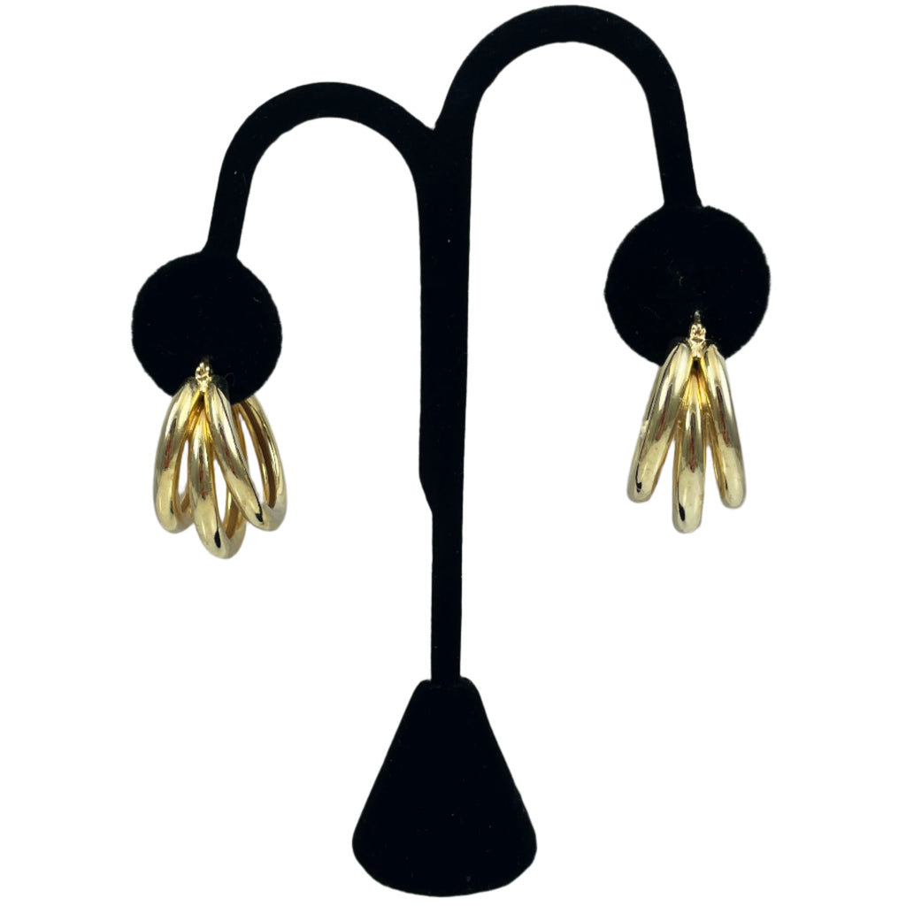Gold Triple Hoop Pierced Earrings