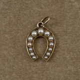 Victorian Horseshoe Pendant Gold Pearl