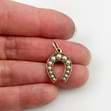 Antique Horseshoe Pendant 15Ct Gold Pearl