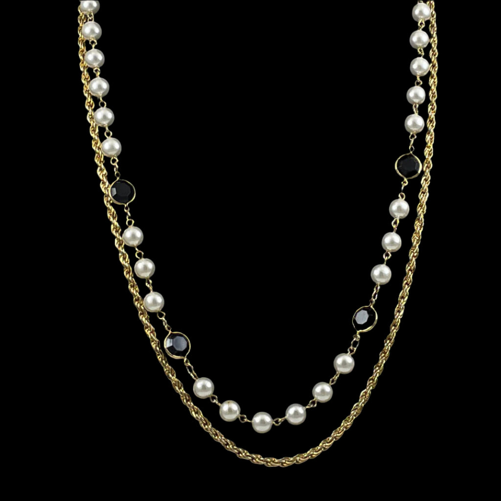 Gold Rope Chain & Pearl Necklace