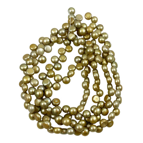 Gold Freshwater Pearl 6mm Round Beads