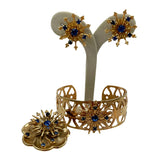 Blue Sapphire Rhinestone Jewelry Set 1950's Vintage