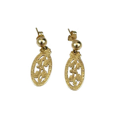 14K Yellow Gold K Initial Earrings Vintage