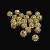 Gold rhinestone beads 10mm