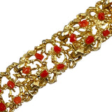Gold & Coral Link Bracelet Vintage