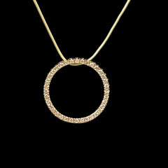 14K Gold Diamond Circle Eternity Pendant Necklace
