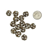 Crystal & Gold Rhinestone Beads Balls 10mm