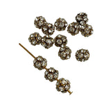 Crystal & Gold Rhinestone Beads Balls 10mm