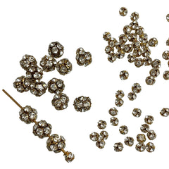 Crystal & Gold Rhinestone Beads Balls 5, 6 & 10mm - 6 beads