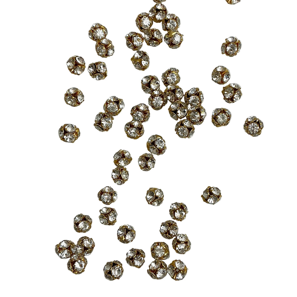 Crystal & Gold Rhinestone Beads Balls 5m