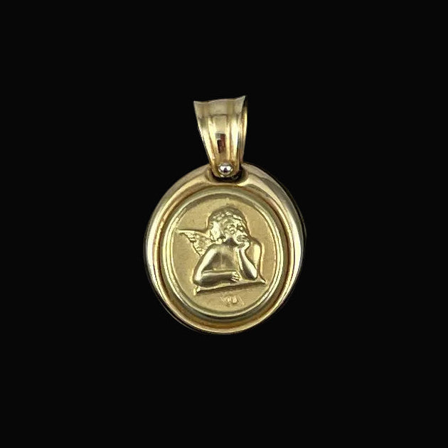 Italian Angel Cherub Pendant 14K Gold
