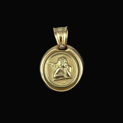 Italian Angel Cherub Pendant 14K Gold