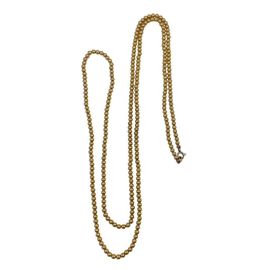 Extra Long Gold Filled Beaded Necklace 35 inches