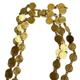 Multi-Strand Gold Coin Necklace Long