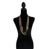 Multi-Strand Gold Coin Necklace Long